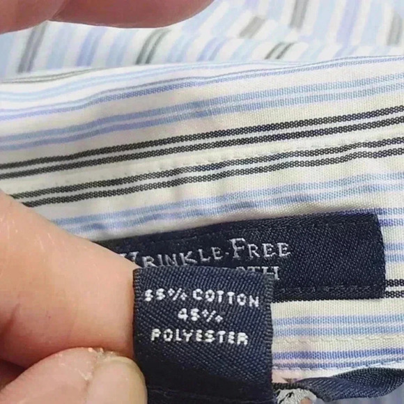 Lands End Womens Wrinkle-Free Broadcloth Shirt 22W Blue/White Stripes - Picture 4 of 5